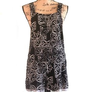 ❌SOLD Black Lotus Flower Challis Shortall Romper
